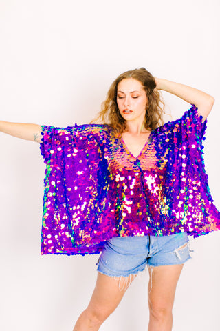 Purple Holographic Paillette Tunic