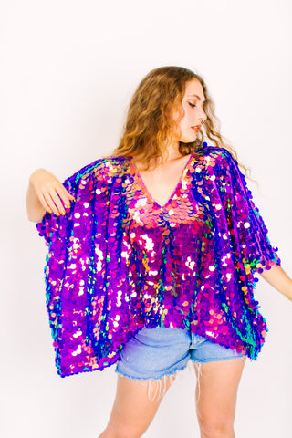 Purple Holographic Paillette Tunic