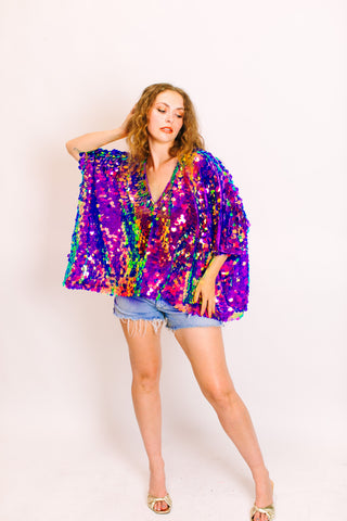 Purple Holographic Paillette Tunic