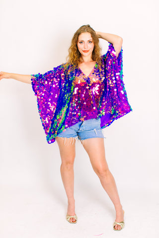 Purple Holographic Paillette Tunic