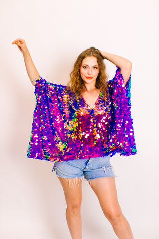 Purple Holographic Paillette Tunic