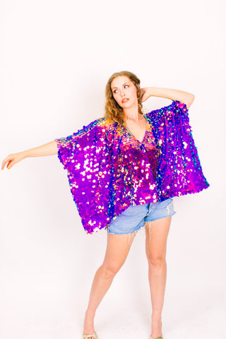Purple Holographic Paillette Tunic
