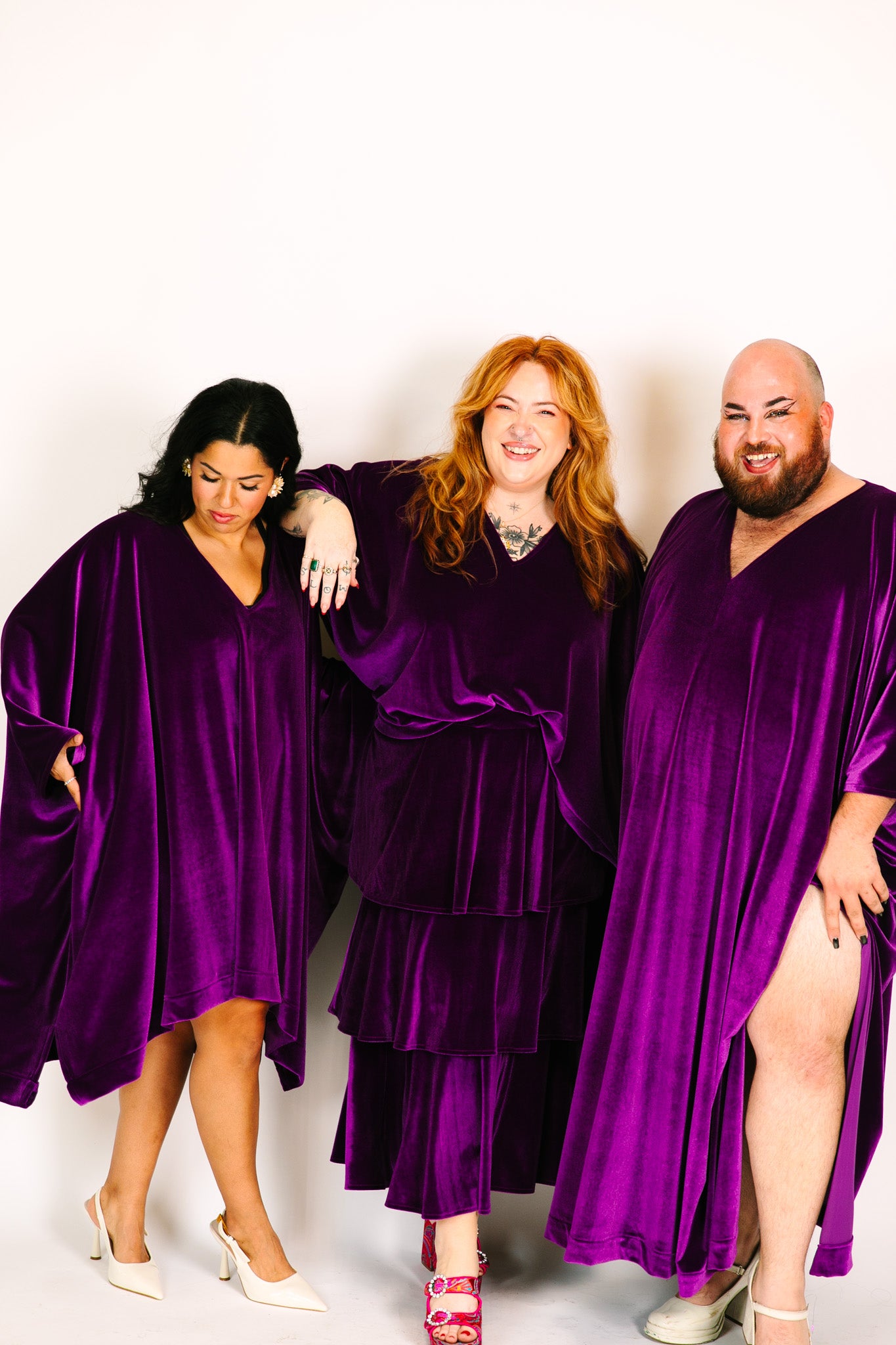 Purple velvet dress plus size sale