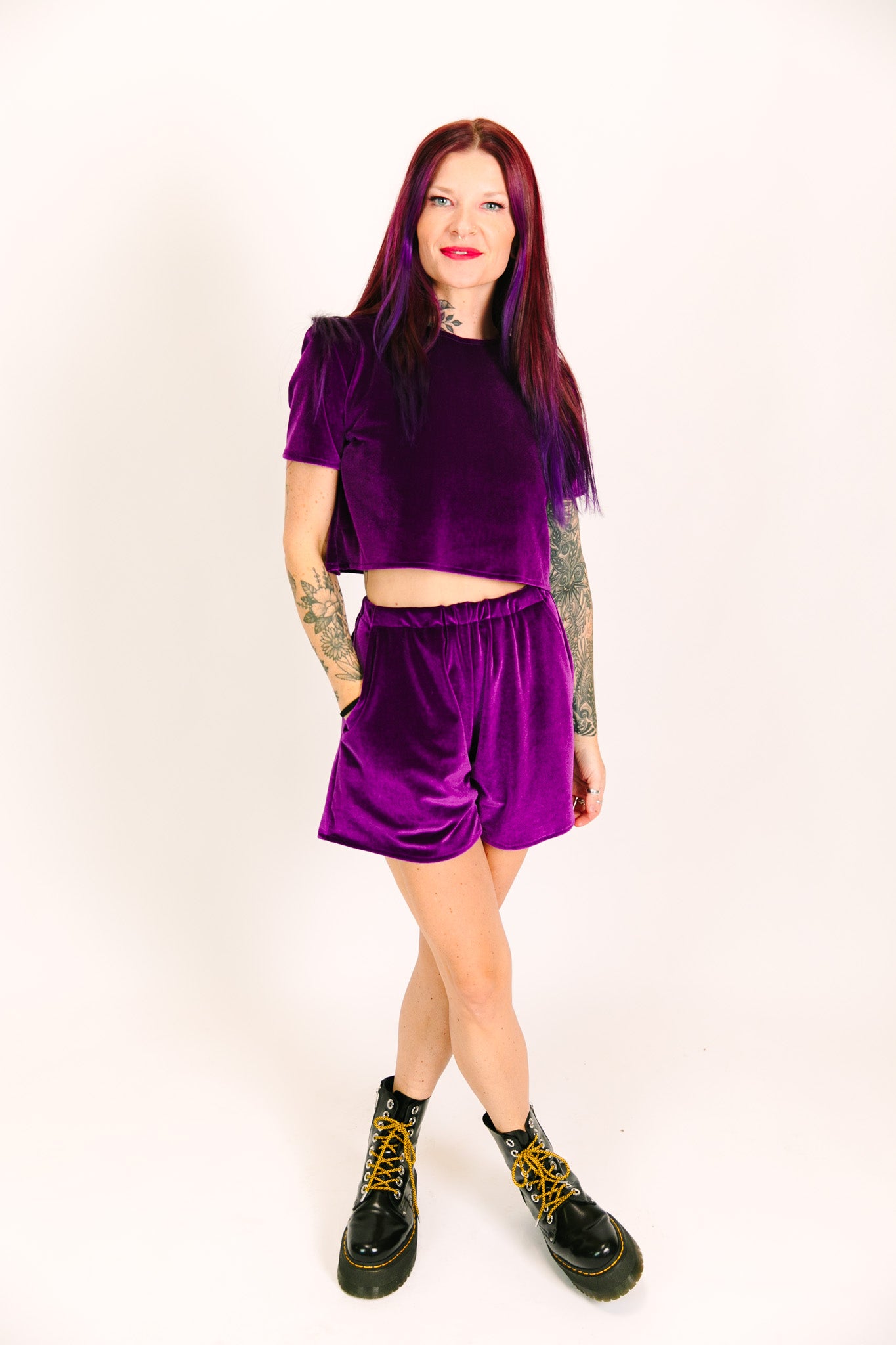 Purple velvet skirt short 2025