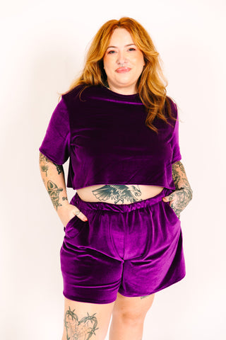 Purple Velvet Baddie Shorts