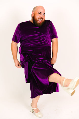 Purple 3-Tiered Velvet Skirt1