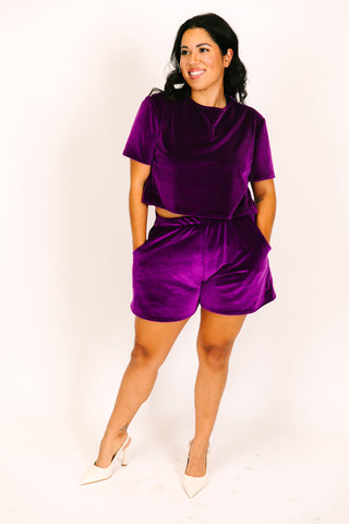 Purple Velvet Baddie Shorts