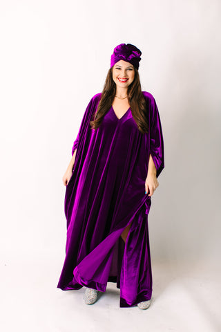 Purple Velvet Long Caftan