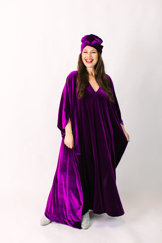 Purple Velvet Long Caftan