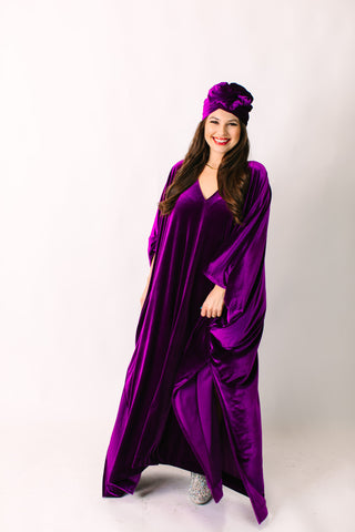 Purple Velvet Long Caftan