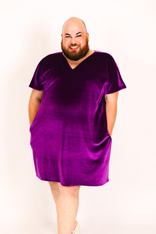 Purple Velvet V-Neck Dress fringe co Purple Velvet V-Neck Dress fringe co