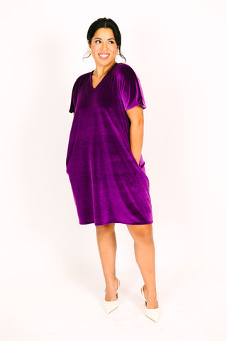Purple Velvet V-Neck Dress – fringe co Purple Velvet V-Neck Dress – fringe co
