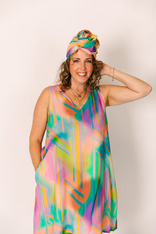 rainbow dress for women Rainbow Swing Dress – fringe co