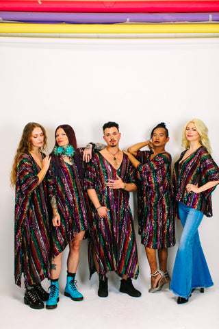 ROYGBIV Sheer Sequin Long Caftan