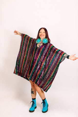 ROYGBIV Sheer Sequin Short Caftan