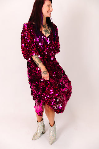 Raspberry Paillette Mid Caftan