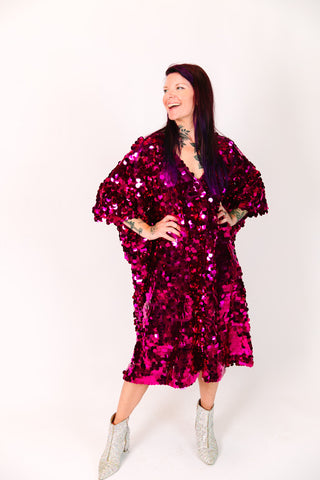 Raspberry Paillette Mid Caftan