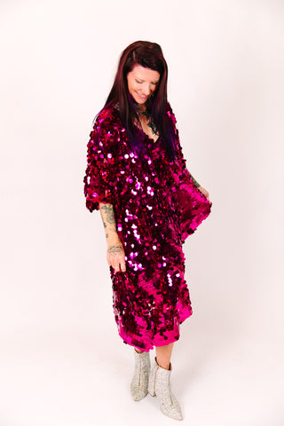 Raspberry Paillette Mid Caftan