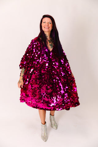 Raspberry Paillette Mid Caftan