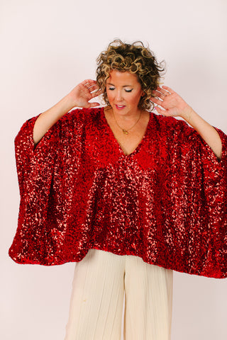 Red Sequin Tunic Satin Lined