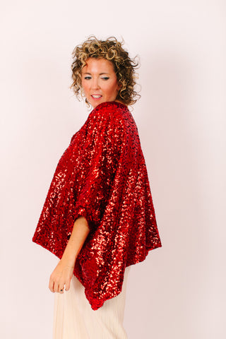 Red Sequin Tunic Satin Lined