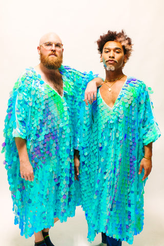Seafoam Jumbo Paillette Mid Caftan