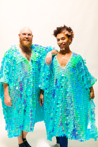 Seafoam Jumbo Paillette Mid Caftan