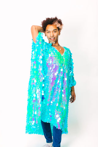 Seafoam Jumbo Paillette Mid Caftan