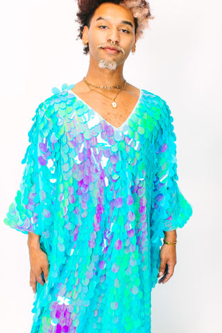 Seafoam Jumbo Paillette Mid Caftan