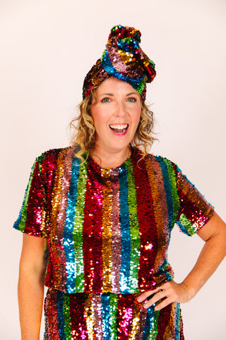 Rainbow Stripe Sequin Party Wrap