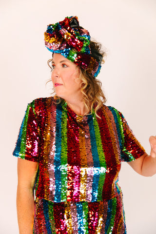 Rainbow Stripe Sequin Party Wrap