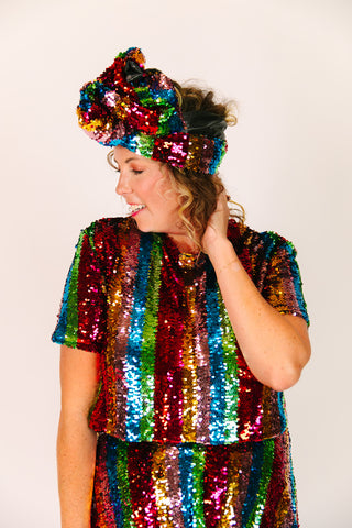 Rainbow Stripe Sequin Party Wrap