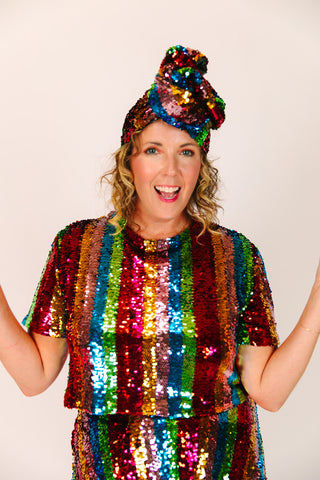 Rainbow Stripe Sequin Party Wrap