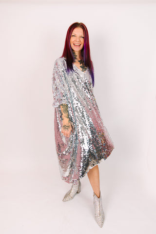 Disco Ball Paillette Sequin Mid Caftan - Lined