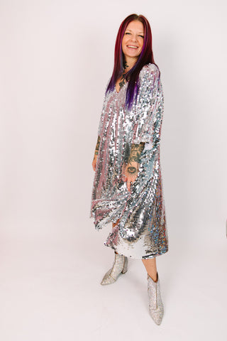 Disco Ball Paillette Sequin Mid Caftan - Lined