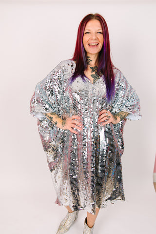 Disco Ball Paillette Sequin Mid Caftan - Lined