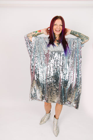 Disco Ball Paillette Sequin Mid Caftan - Lined