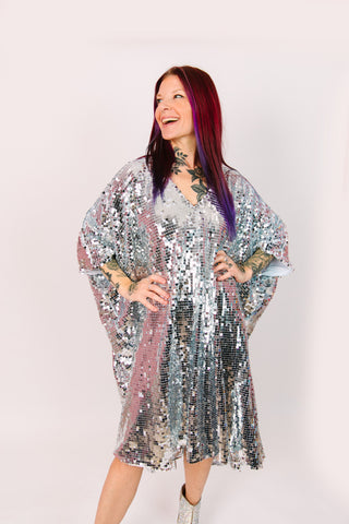 Disco Ball Paillette Sequin Mid Caftan - Lined