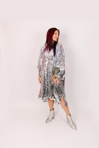 Disco Ball Paillette Sequin Mid Caftan - Lined