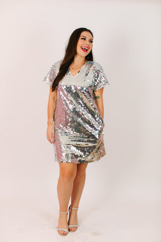 Disco Ball Paillette V-Neck Dress