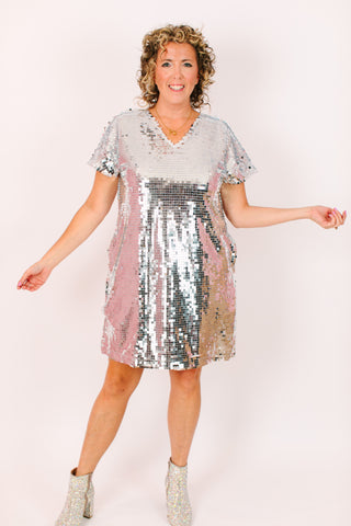 Disco Ball Paillette V-Neck Dress