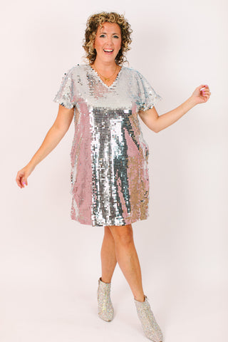 Disco Ball Paillette V-Neck Dress