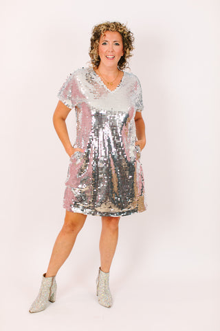 Disco Ball Paillette V-Neck Dress