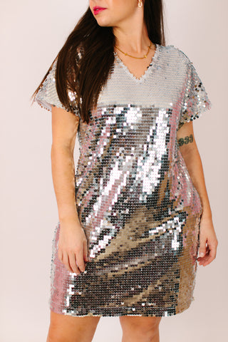 Disco Ball Paillette V-Neck Dress