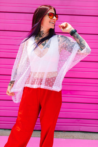 White Polka Dot Sheer Tunic