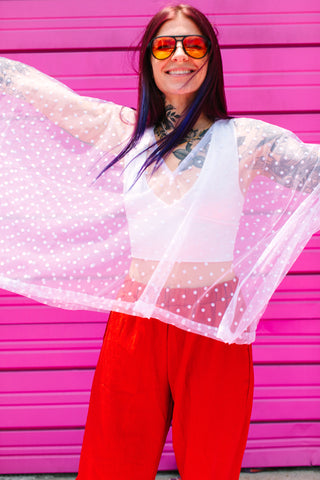 White Polka Dot Sheer Tunic