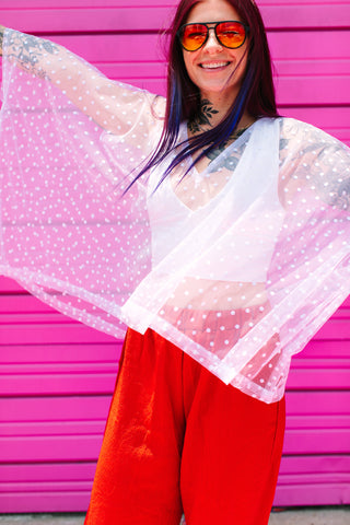 White Polka Dot Sheer Tunic