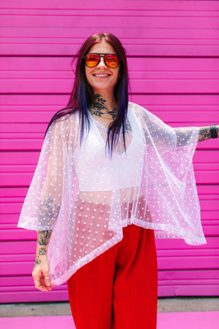 White Polka Dot Sheer Tunic