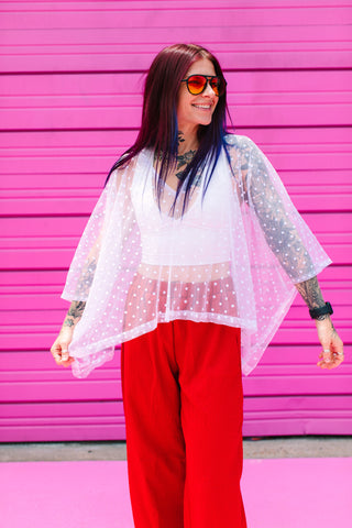 White Polka Dot Sheer Tunic