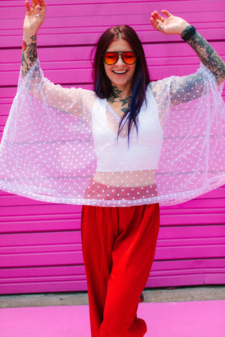 White Polka Dot Sheer Tunic